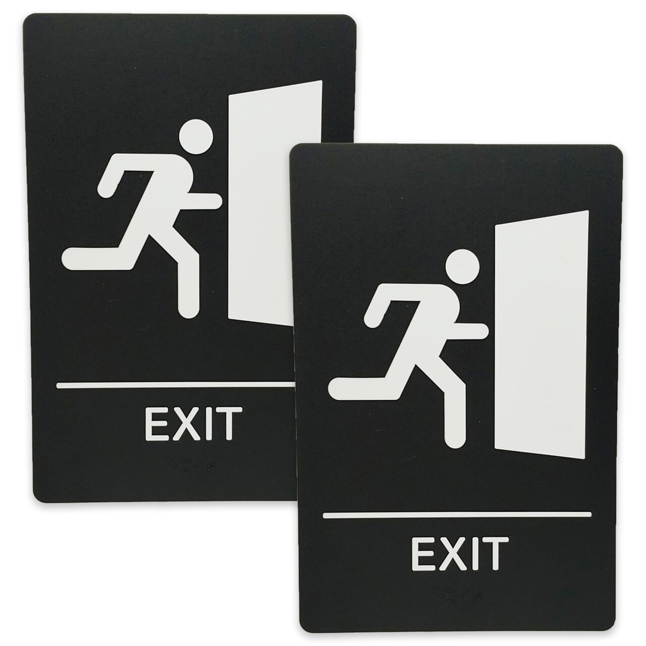 ADA-Compliant Wayfinding Signs – Durable, Non-Glare, Scratch-Resistant & Ready to Install. Featuring Grade 2 Braille & Raised Tactile Text, These Premade Signs Ensure Easy Compliance for Businesses 2 Pack